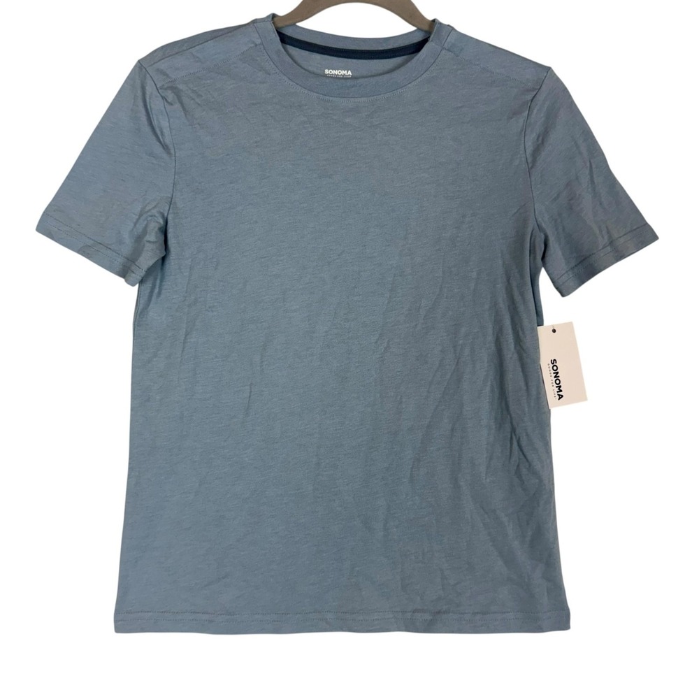 Sonoma Goods For Life Shirt Kids S Blue Solid Adaptive Easy Dressing Tee Tagless